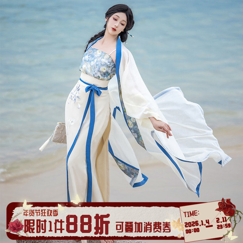 拟梦人间月国风原创宋制旋裙三件套日常汉服女长干寺半袖开衫夏款,女装/女士精品,汉服半身裙,淘宝优惠券,粉丝福利购,淘宝优惠卷