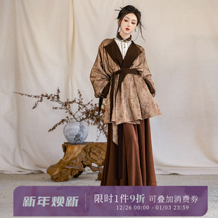 拟梦秋山国风原创日常汉服双面穿唐制圆领袍帅气美拉德色系立领冬