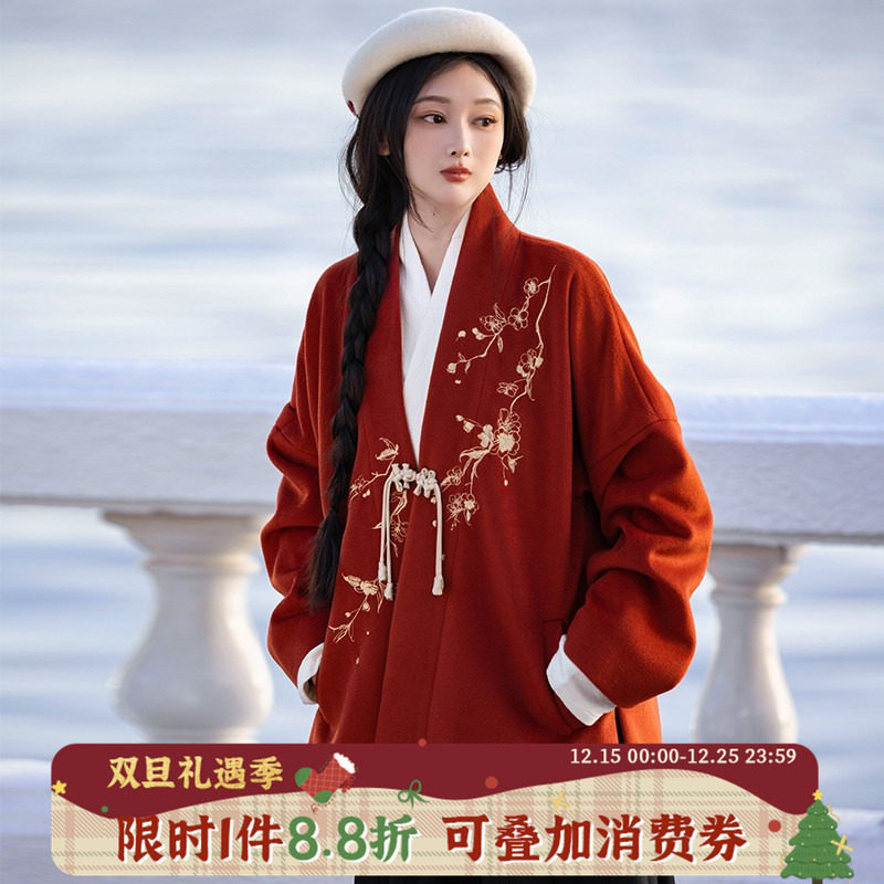 拟梦秋冬新年红色汉服外套