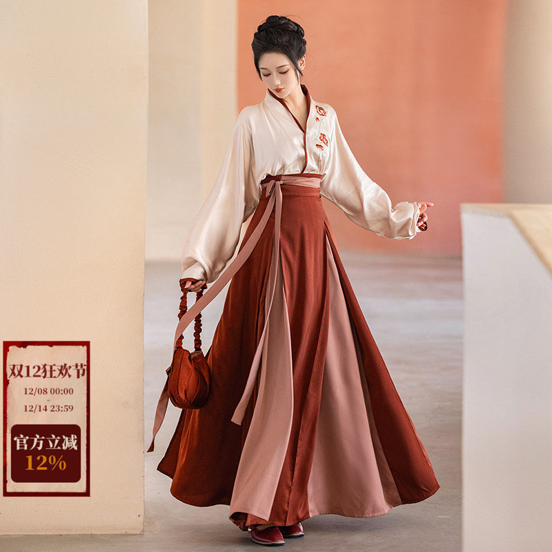 拟梦国风虞美人原创人丝飞机袖四破三裥裙女婚礼晨袍通勤日常汉服