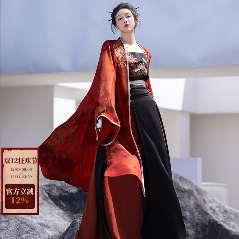 拟梦酷飒红黑系宋制日常汉服