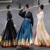 拟梦国色牡丹红边织金6米摆日常汉服套装 订婚敬酒服显瘦长马面裙