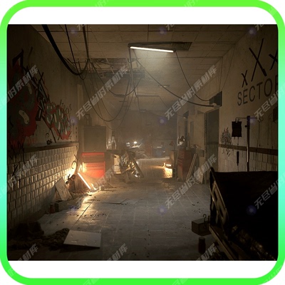 Unity末日废弃医院避难所走廊病房病床手术台血迹涂鸦场景3D模型