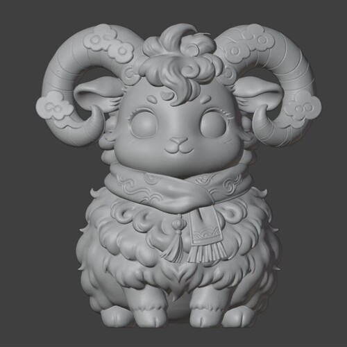 喜庆祥云小羊STL打印图纸3D模型可爱生肖羊精雕素材