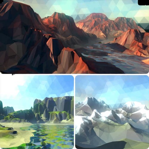 unity3d卡通自然场景火山岩浆雪山风格化山体lowpoly地形模型低模