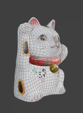 招财猫三维模型3d素材blender/c4d/fbx/obj瓷器日式写实maya/max