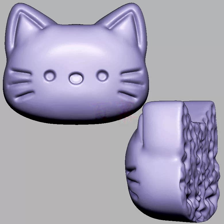 小猫猫头配饰手串饼干三维立体图圆雕图STL文件雕刻机3D模型3005