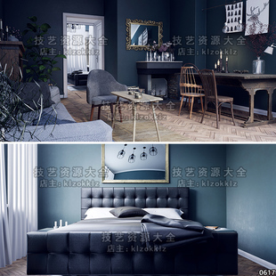 ue4/ue5室内场景复古家居环境房间怀旧卧室家具虚幻4模型素材资产