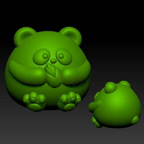 卡通熊猫三维立体图圆雕图3D打印STL格式可爱熊雕刻图模型C331