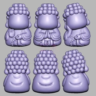 无相佛宝宝佛三维立体图圆雕图STL文件雕刻机3D模型3598