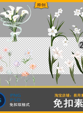婚庆布置白色风雨兰花迎宾花路绢花梦幻百合花植物花卉免扣ps素材
