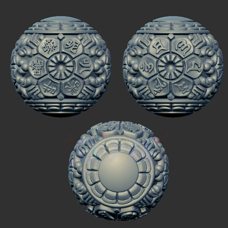 六字真言珠子三维立体图圆雕图stl文件雕刻机3d模型1418