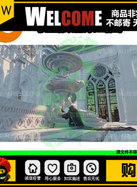 blender城堡教堂大堂大厅宫殿场景建筑皇宫模型建模素材白色1330