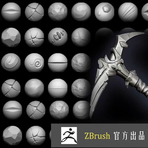 ZBursh卡通风格化暴雪石头岩石雕刻凹坑纹理ZB笔刷图片