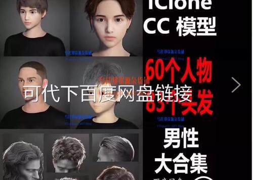 CC4/3素材iClone8/7欧美男性男孩人物角色头发型服装3D模型素材