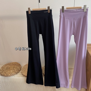 卷妈童品26四季舞蹈女童微喇叭裤中大童高弹运动裤显瘦鲨鱼瑜伽裤