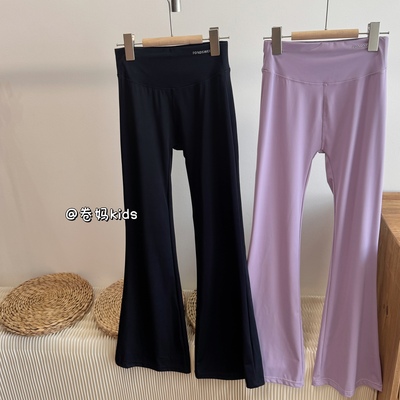 卷妈童品25四季舞蹈女童微喇叭裤中大童高弹运动裤显瘦鲨鱼瑜伽裤