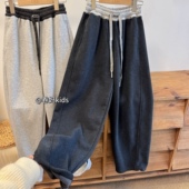 中大童韩系加绒香蕉卫裤 直筒裤 运动裤 卷妈童品26冬季 休闲阔腿裤 潮