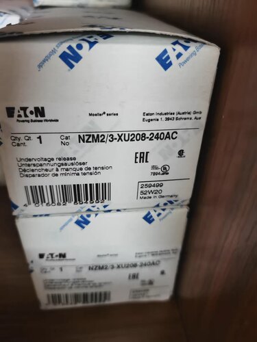 伊顿NZM2/3-XU208-240AC塑壳断路器欠压线圈 伊顿代理原装正品