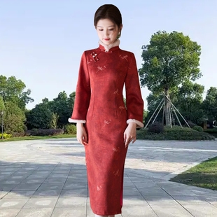 苏州旗袍加绒保暖新中式改良年轻款少女日常宴会敬酒服2025新款