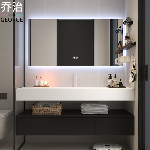 乔治浴室柜组合岩板一体盆