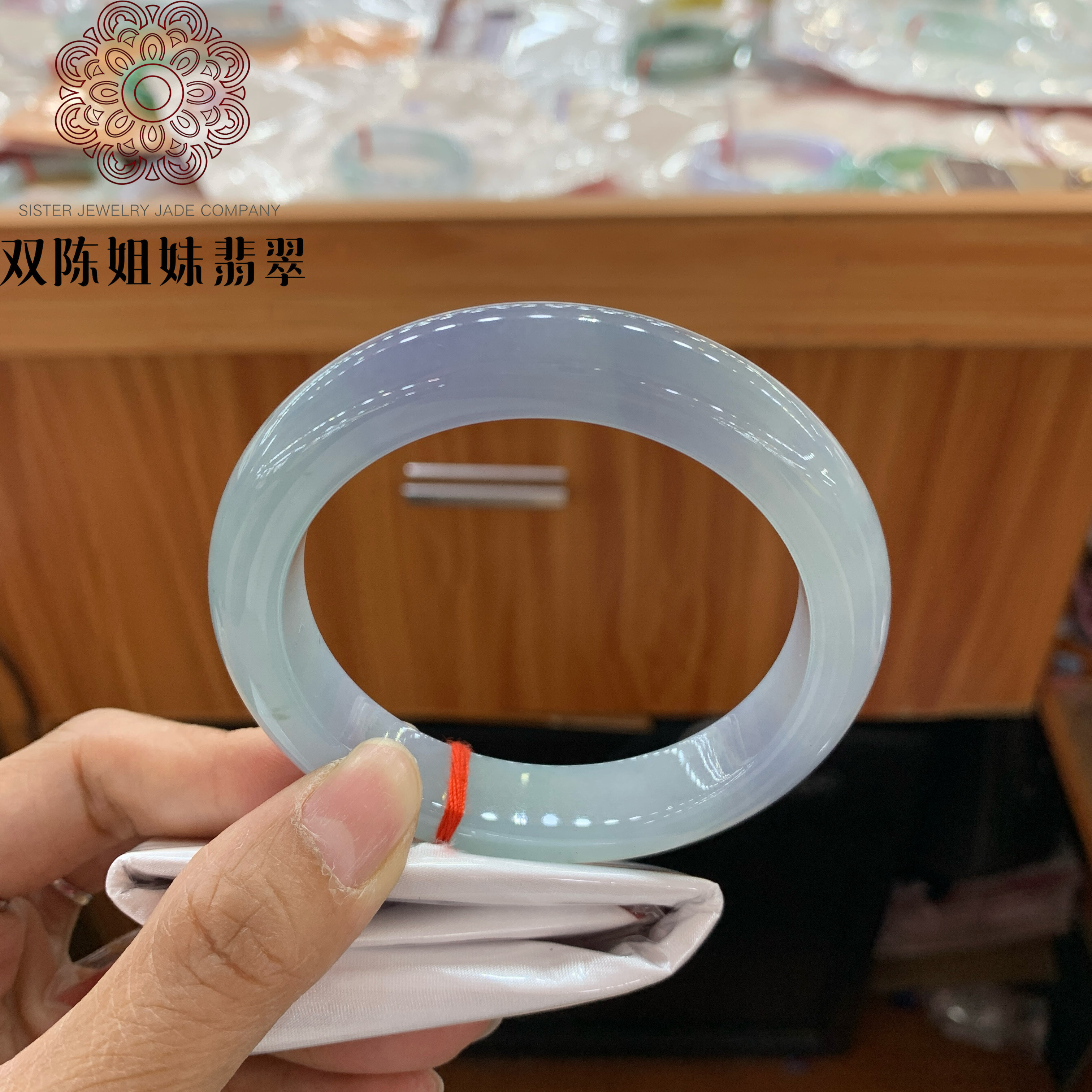 双陈姐妹珠宝60正圈缅甸天然A货紫罗兰双彩翡翠手镯女款玉镯