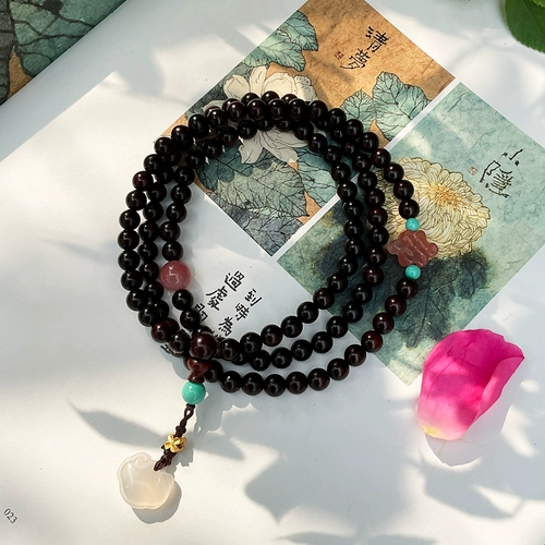 Четки из круглых бусин из розового дерева, браслет из старинного материала, 6mm, Индия