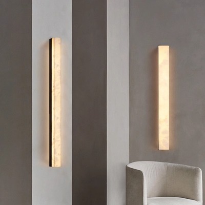 全铜户外壁灯防水天然云石别墅庭院灯大门外墙电视背景凹槽长条灯