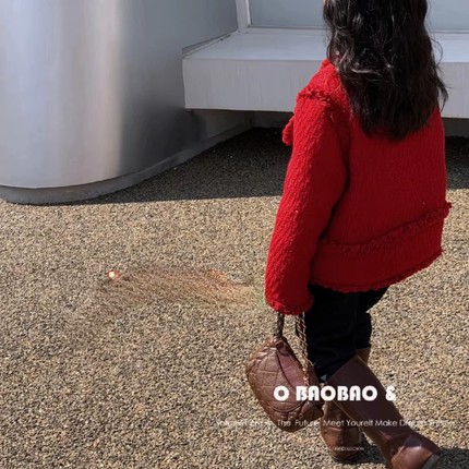 O抱 小香风羽绒服 双面呢料大衣 国风羽绒服