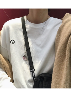 STILL YOU笑脸刺绣宽松长袖t-shirt圆领打底衫内搭T恤女2025新款