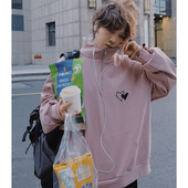 STILLYOU原创百搭爱心刺绣半拉链套头长袖 卫衣男女情侣宽松上衣韩