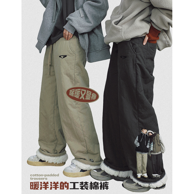 STILLYOU保暖加绒绗缝工装棉裤