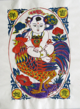 潍坊杨家埠木版年画老版吉祥如意