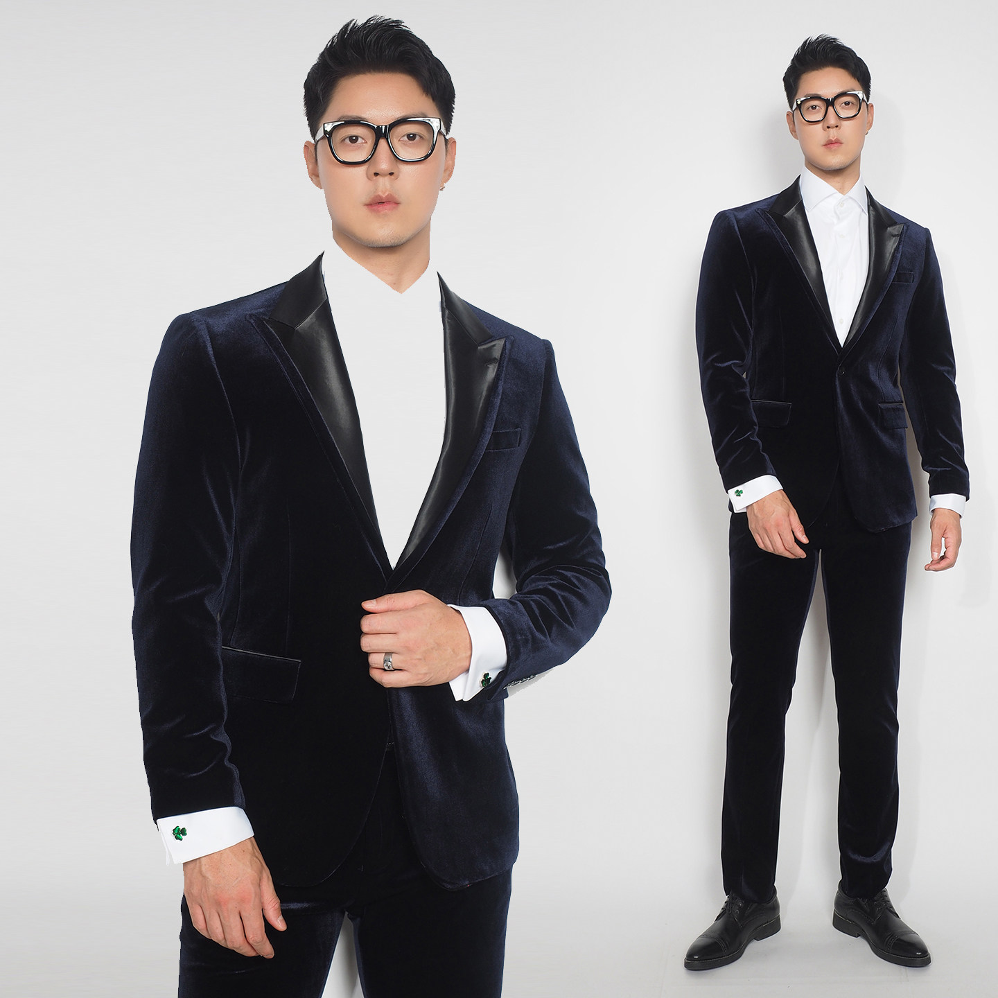 川泽男装紫色金丝绒西服外套戗驳领一粒扣宴会质感高级西装两件套