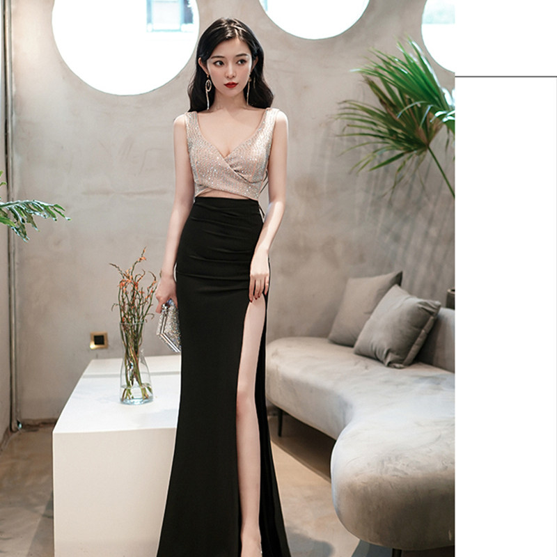 夜总店性感长款连衣裙减龄露背高礼服/晚装