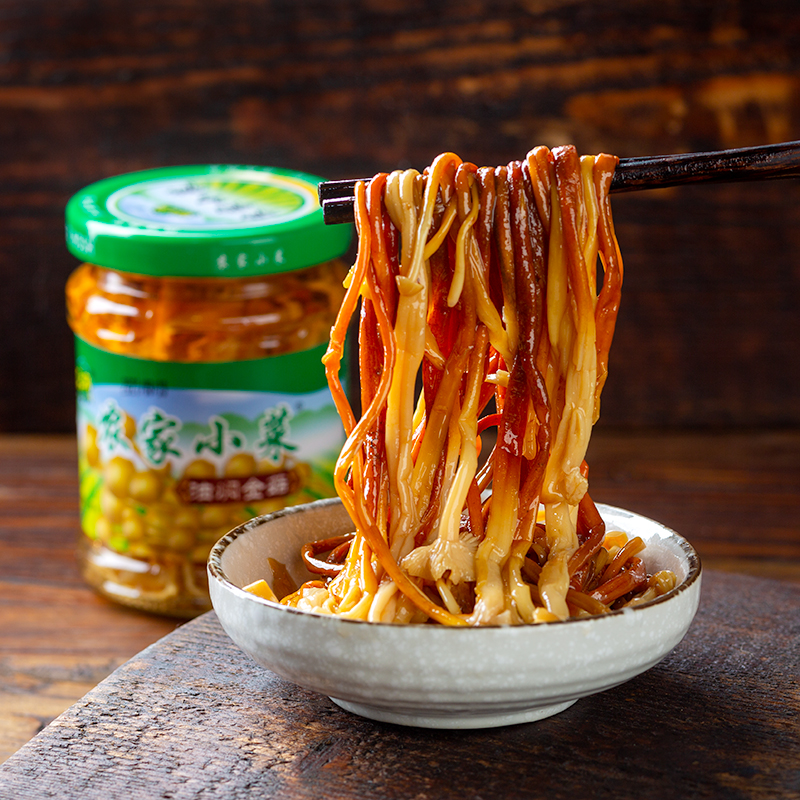 开罐即食油焖金针菇冷盘凉拌菜