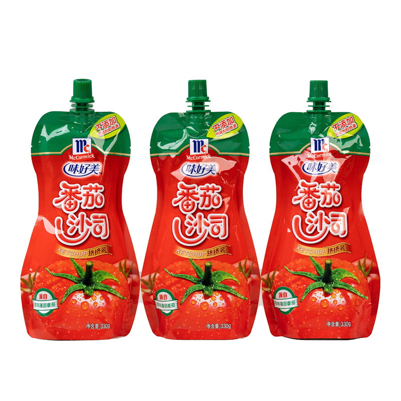 味好美番茄沙司330g*3袋装挤挤装番茄酱薯条手抓饼蘸酱酸甜调味酱