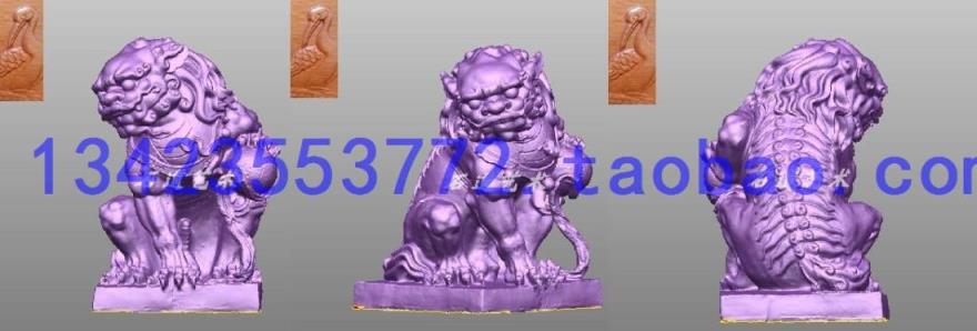 U仿古明清关中狮子圆雕图三维立体扫描文件stl模型3d精雕电脑雕刻