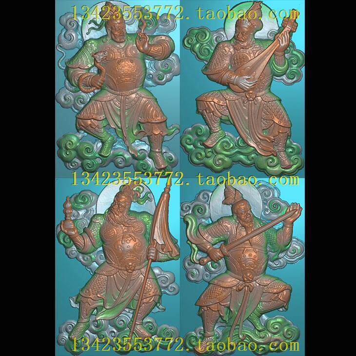 A精雕图 四大天王-38-55持国天王、增长天王、广目天王多闻天王