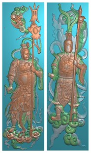 浮雕图扫描图精雕图灰度图新款竖图门神祈求吉庆32-111 砖雕石雕