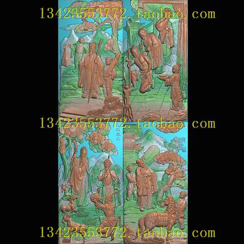 A精雕图灰度图扫描图深雕古建图新款人物典故忠孝廉节330-616