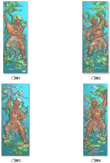 精雕图浮雕图扫描图  新款四大门神50-140  四件套寺庙 古建图片
