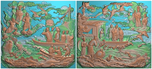 浮雕图扫描图精雕图灰度图新款仙女助阵109-99砖雕石雕 效果图