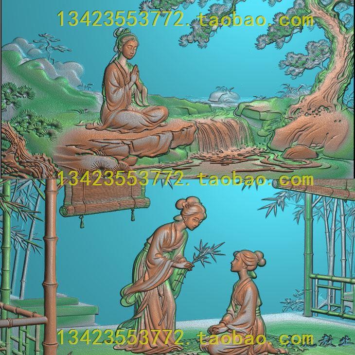 R精雕图灰度图扫描图深雕古建图新款玉妃悟道莺莺教诗