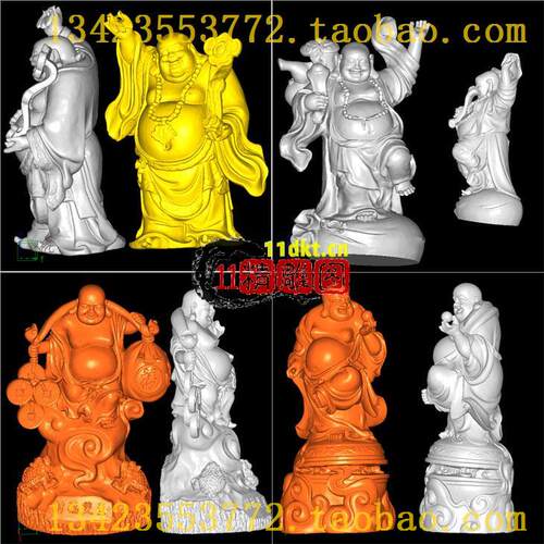 R弥勒佛大肚佛三维立体图圆雕图stl文件精雕图电脑雕刻3d模型