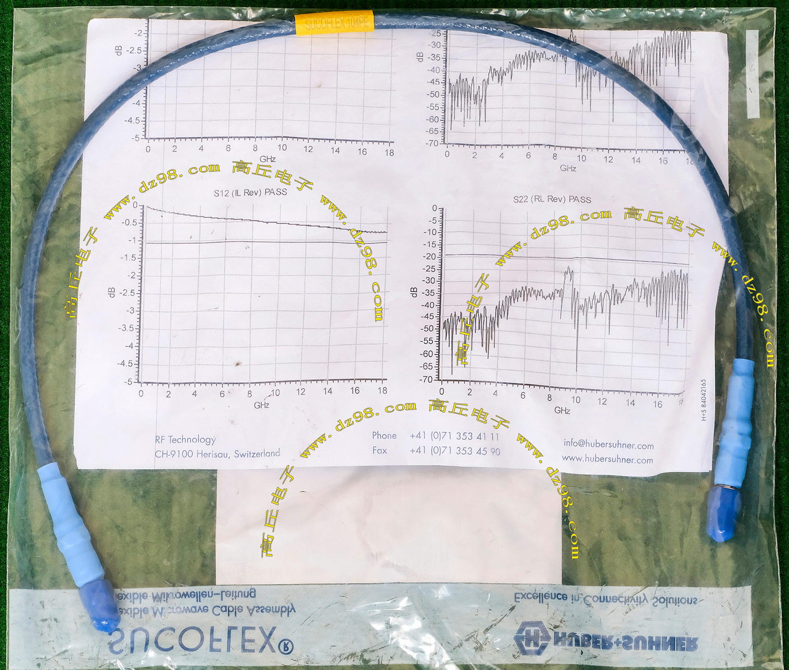 全新HUBER+SUHNER SF104PE/SMAm/SMAm/500mm高频射频信号线-封面