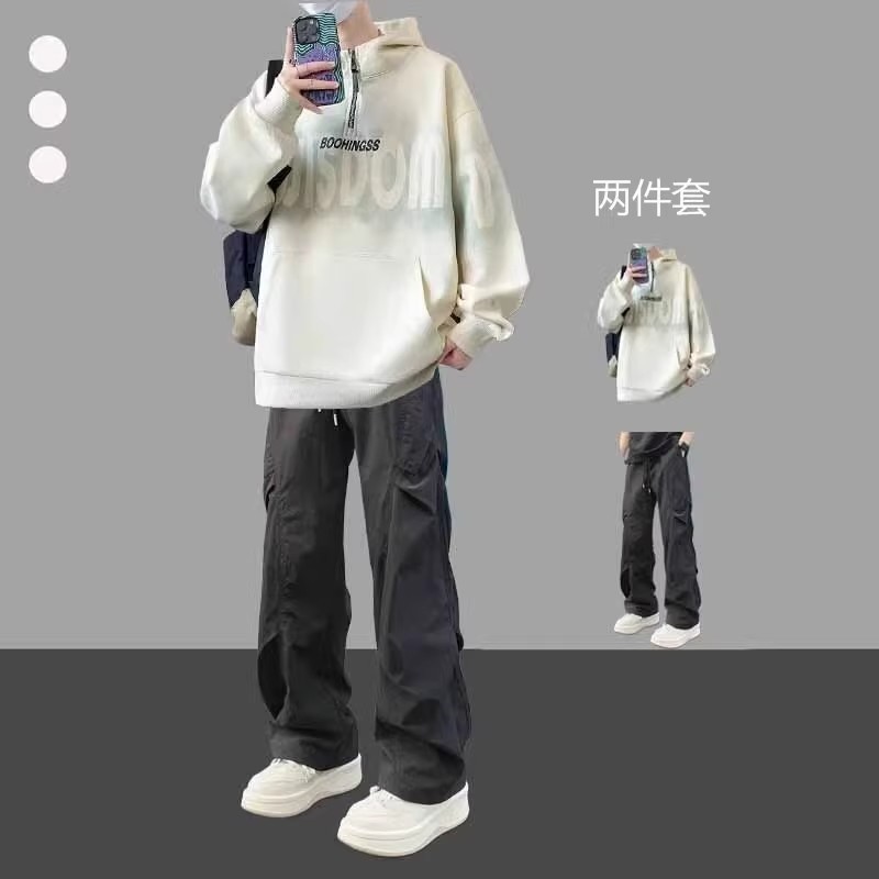 青少年连帽卫衣套装男生宽松运动