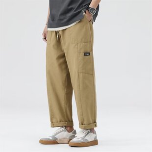 2026新款 男士 子男款 纯棉工装 卡其色裤 裤 直筒宽松九分裤 美式 休闲裤