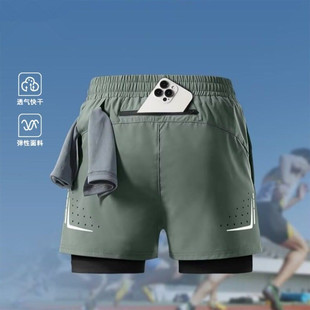 运动短裤男跑步专用夏季新款专业可放手机训练速干三分裤内衬裤子