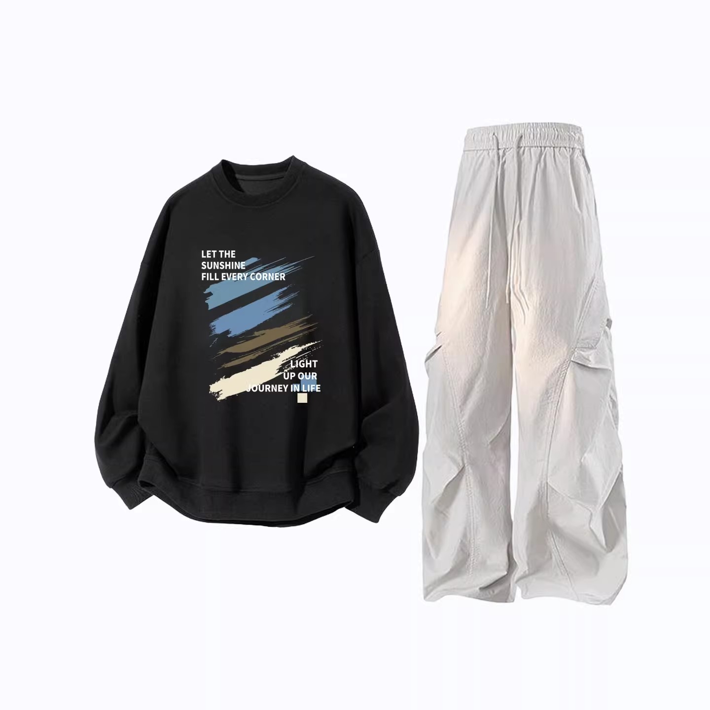 春秋冬卫衣宽松套装青少年帅气休闲男套装搭配潮流学生运动两件套